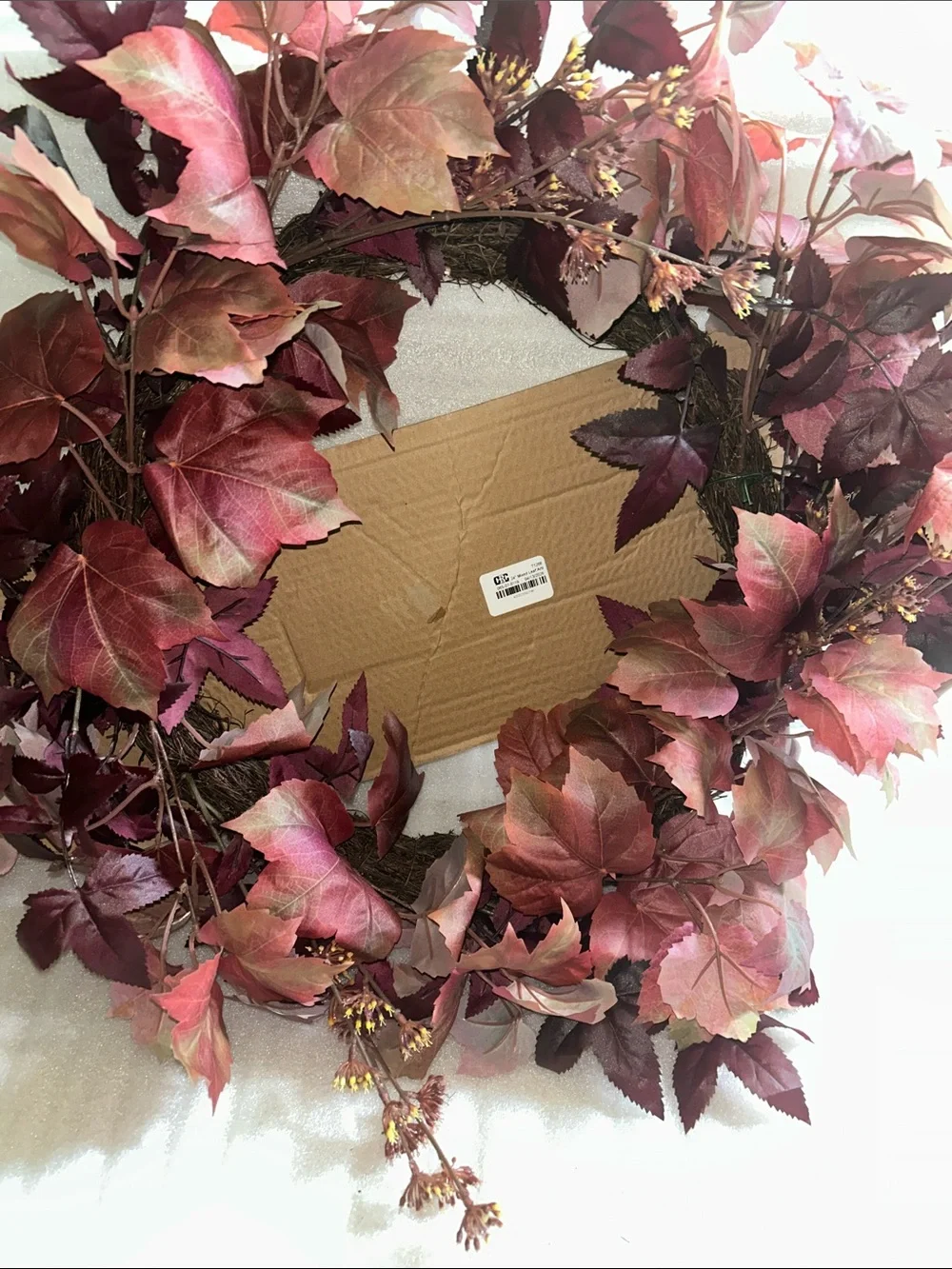 Studio McGee 24” Mixed Leaf Fall Leaf Wreath with Ribbon